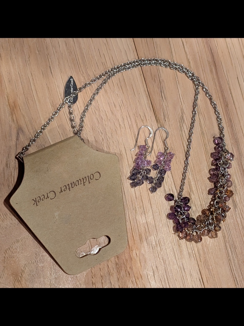 Coldwater Creek Purple Cluster Necklace and Earring Set